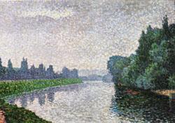 Albert Dubois-Pillet The Marne River at Dawn oil painting image